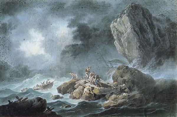 Jean Pillement Seascape with a Shipwreck oil painting picture